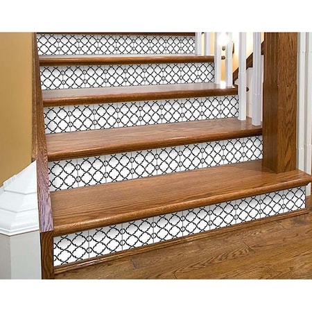 Homeroots 6 x 6 in. Black & White Quatrefoil Peel & Stick Tiles 399922